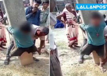 मोबाइल चोरी के शक मे 10 साल के बच्चे को बिजली के खंभे से बांधकर पीटा पानी मांगा तो मुंह मे डाल दी मिर्च