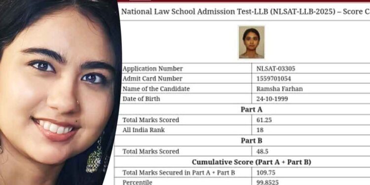 पद्मश्री जिलानी बानो की पोती Ramsha Farhan ने NLSAT में प्रथम स्थान हासिल कर कीर्तिमान रचा।